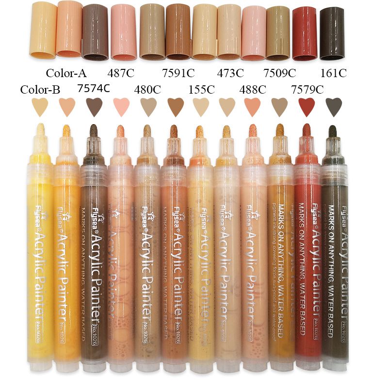 FLYSEA Skin Color Propylene Macpen Special Drawing Pen Water-based Pen Round Head Cartoon Color Suit