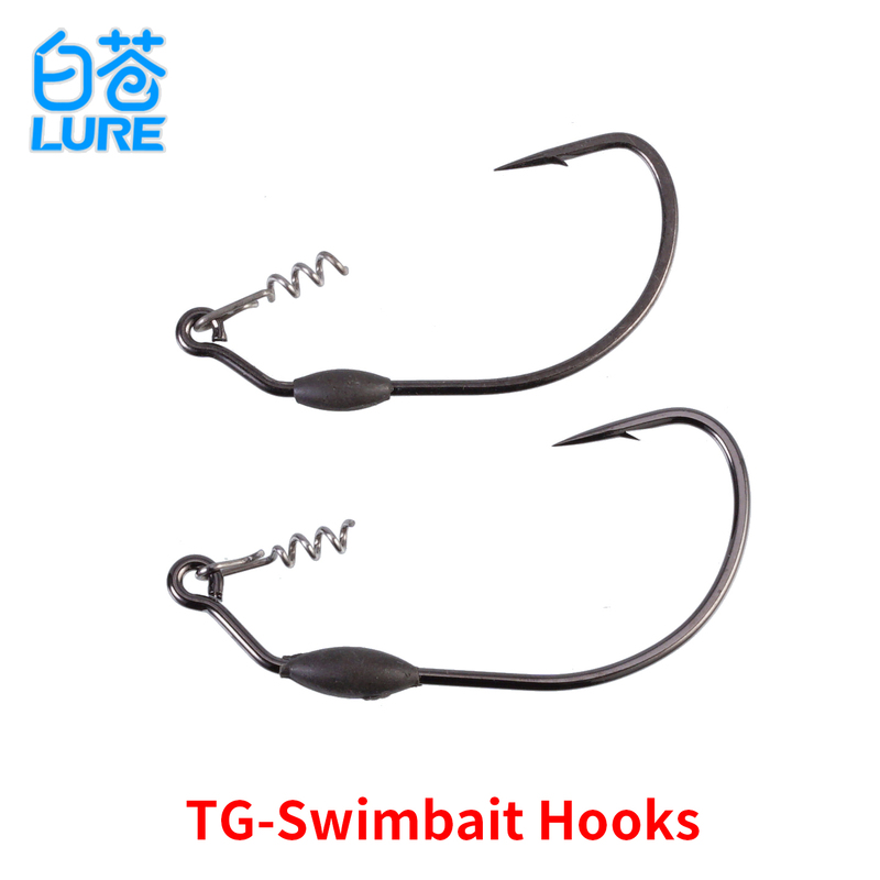 Resin Tungsten Crank Hook Tg Swimbait Hooks with Spring Weighted Tungsten Head Hook Lure Soft Bait Hook 2 Pieces