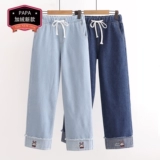 Осенние демисезонные штаны для отдыха, флисовые джинсы с начесом для школьников, свободный крой