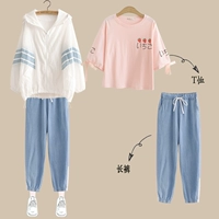 SET [Qiao-Strawberry Short T Powder +Ran-Slue Sliped Sunscreen Одежда +5008 Trunk]