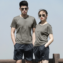 Summer fitness suit short sleeve suit mens shorts tactical camouflage suit breathable quick-drying fire physical fitness suit T-shirt suit