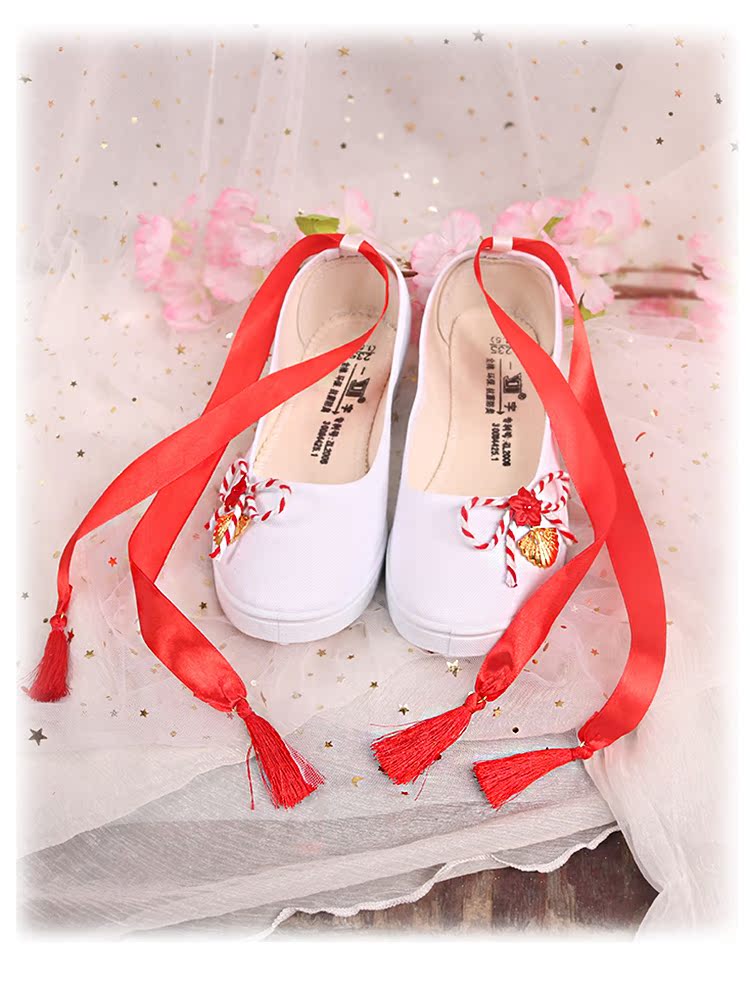 Và quạt - cổ thiết kế ban đầu handmade giày vải cổ sinh viên giày trắng COS nữ tua đơn giày mùa hè và mùa thu giầy anta nữ