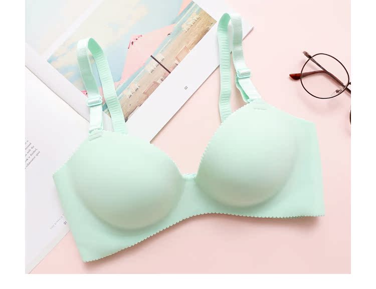 Kẹo màu liền mạch một mảnh loại vòng thép nửa cup cô gái áo ngực tập hợp sexy nhỏ áo ngực sinh viên đồ lót mỏng