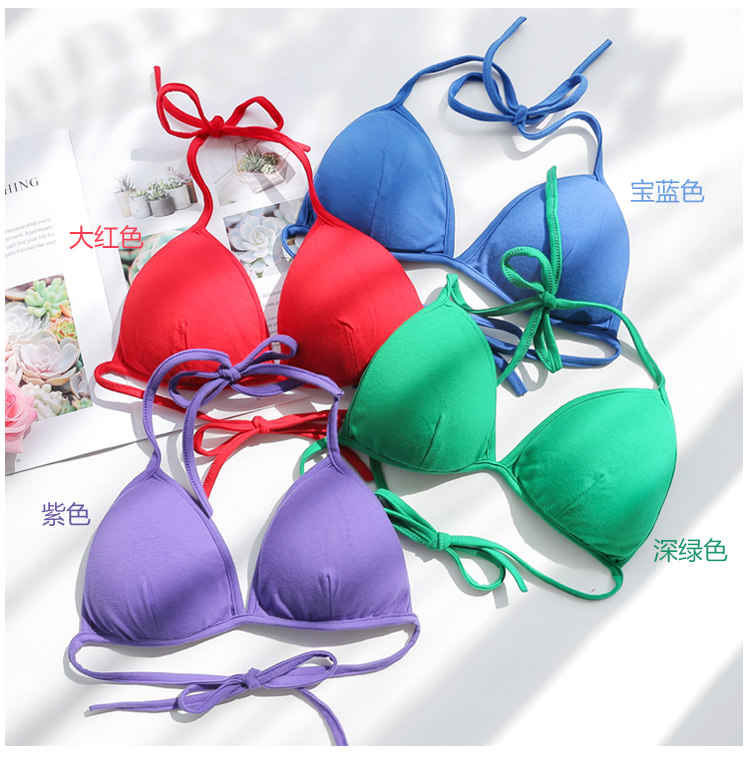 Tie band không có vòng thép cô gái tam giác cup áo ngực cotton Nhật Bản bikini kích thước lớn mùa xuân nóng phụ nữ mang thai đồ lót áo ngực