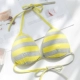 Mới treo cổ dây đeo bikini đồ lót nữ sọc bông cỡ lớn khoe dáng nhỏ gợi cảm không có vòng thép tam giác cúp