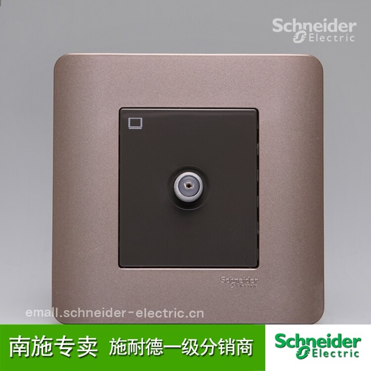 Schneider switch socket Single-link TV (HD broadband)Tap series Style Brown 86 wall panel