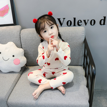 Childrens pajamas set cotton little girl Spring and Autumn long sleeve baby girl warm home clothing two-piece set