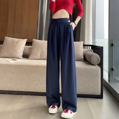 Джинсы, тонкие штаны, 2025 года, высокая талия, по фигуре, подходит для подростков, свободный прямой крой