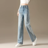 Светлые джинсы, летние штаны, 2025 года, подходит для подростков, с вышивкой, свободный прямой крой