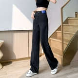 Прямые свободные джинсы, черные тонкие штаны, 2025 года, подходит для подростков