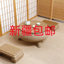 Xinjiang hemp rope tatami coffee table Kang table balcony floor small coffee table bay window table Chinese style household round low