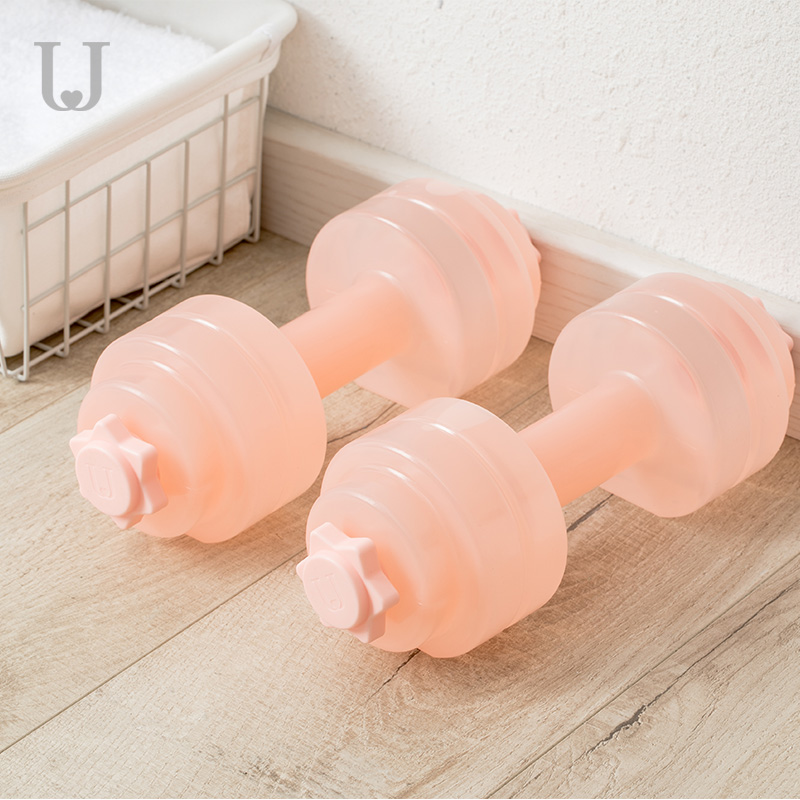 Double J mini portable dumbbell female plastic water irrigation exercise fitness body yoga fitness device 1kg dumbbell