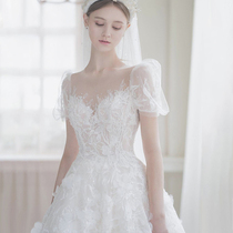 Fan-style light wedding dress 2022 new bridal temperament son of a small sub-bubble sleeve small crowddesign fairy-gas brigade shooting women