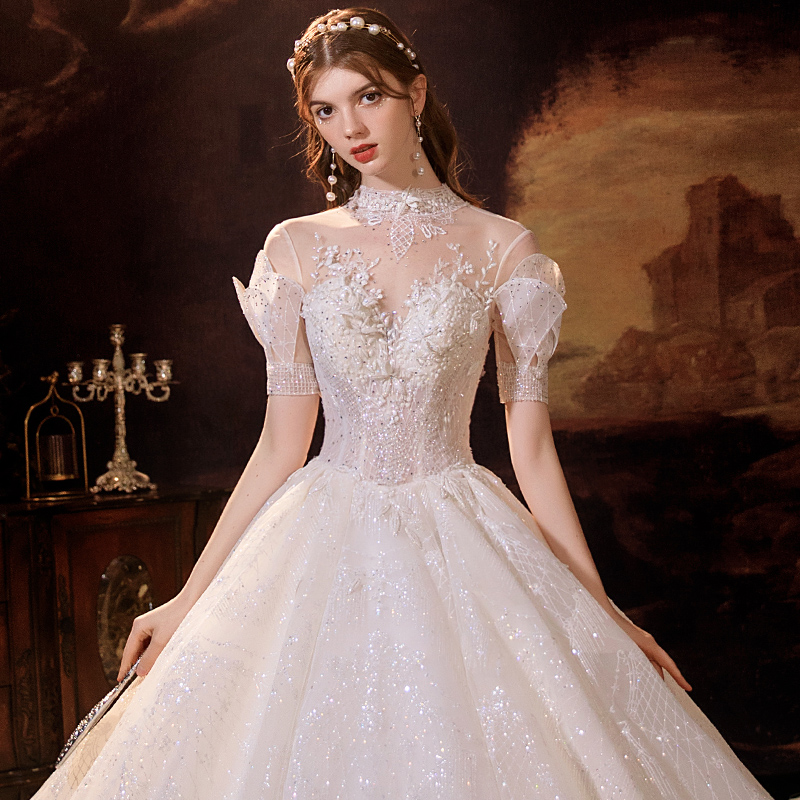 Qidi Fundmain Wedding dress full dress 2021 new pattern bride Simple temperament atmosphere Forest super immortal Trailing Princess style Minority Design