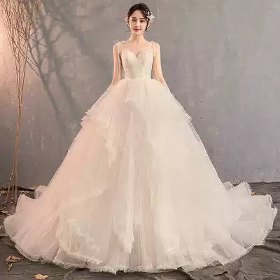 Net red tremble sound forest light wedding dress 2021 new bride Princess dream tailing tour small woman