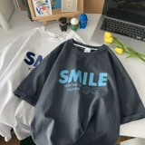 Tide, шелковая трендовая хлопковая японская футболка с коротким рукавом для влюбленных, свободный крой, подходит для подростков