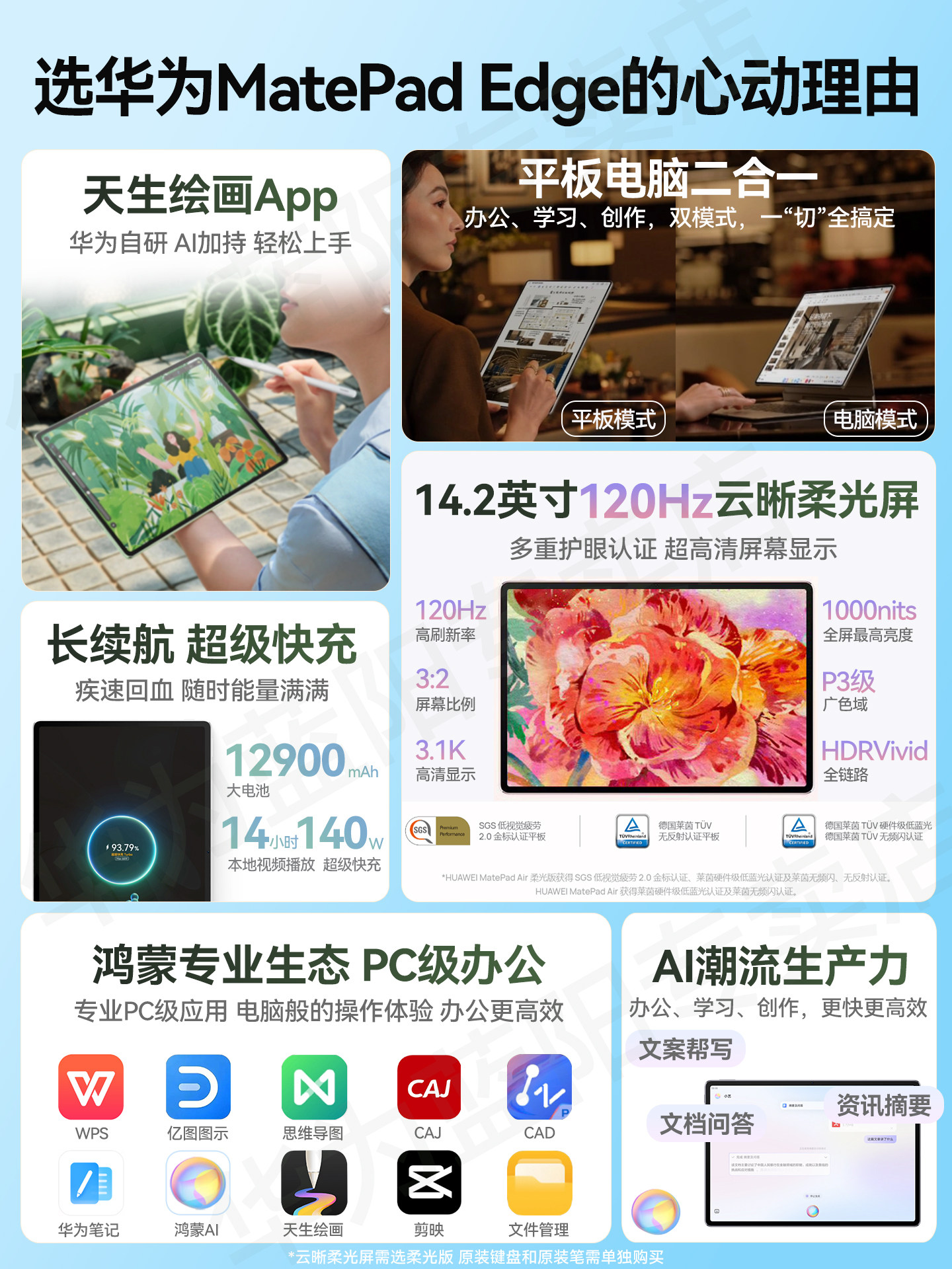 [New Product in Stock, Same-Day Shipping Via Sf Express]Huawei Matepad Edge Harmonyos Tablet Pc 2-in-1 Official Flagship Genuine Product Official Website 14 Huawei Tablet Notebook Matepadedge