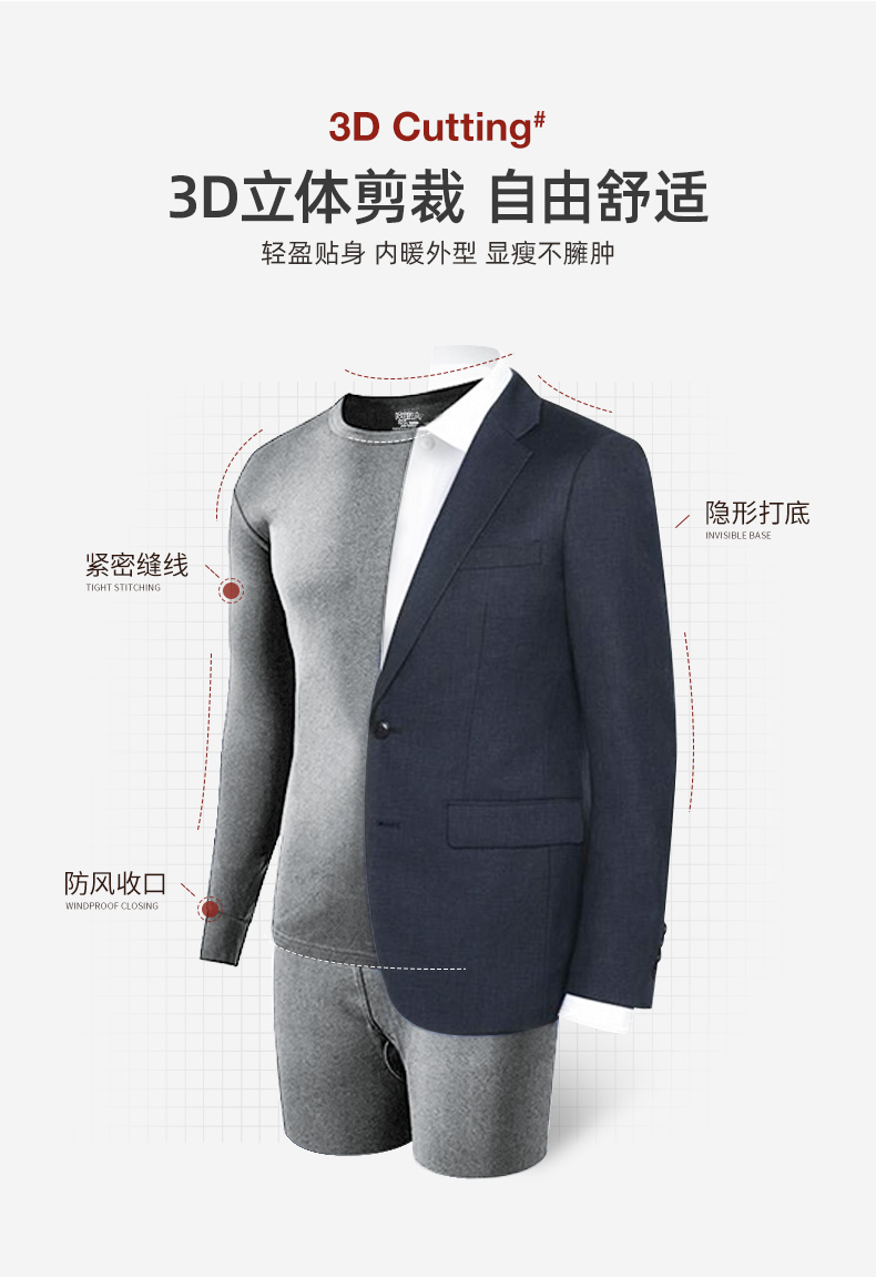 南极人 男士100%新疆长绒棉 秋衣套装 2套 图7