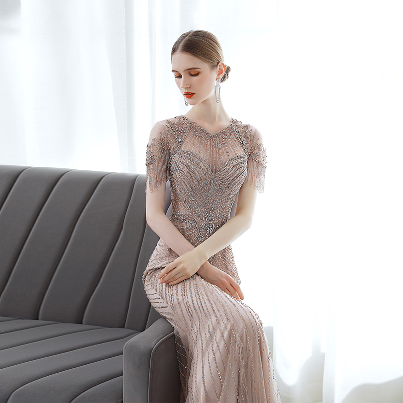 High-End Luxury Fishtail Evening Dress, Banquet, Noble Elegant, High-End Feel, Slimming Hostess Dress, Evening Wear for Women, Winter High-End Luxury Fishtail Evening Dress, Banquet, Noble Elegant, High-End Feel, Slimming Hostess Dress, Evening Wear for Women, Winter