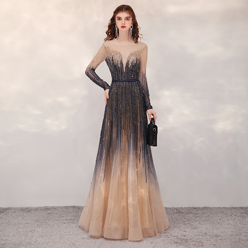 Long evening dress, long sleeve, 2022 collection Long evening dress, long sleeve, 2022 collection