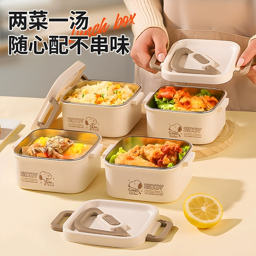 Изолированный ланч-бокс Snoopy, ланч-бокс для микроволновой печи для офисных работников, портативный ланч-бокс из нержавеющей стали для студентов