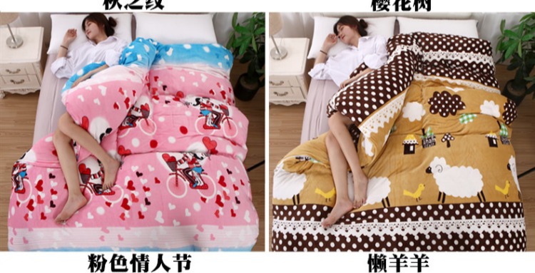 Đôi 200x230cm chăn nhung một mảnh flannel mùa đông dày nhung san hô ấm sang trọng chăn đơn - Quilt Covers chăn băng lông