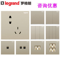 TCL Legrand Yijing Milan gold belt LED light One open two open three open four open single control double control 86 switch socket