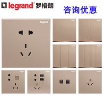 TCL Legrand Yijing rose gold with LED light One open two open three open 86 type switch single and double control two open multi-control