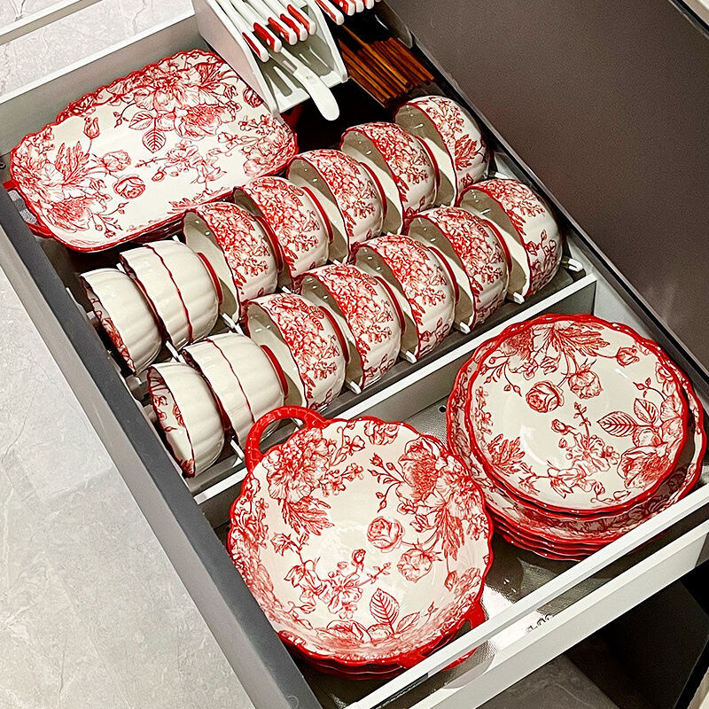 Chinese-Style Tableware Set for Home Use, Wedding Gift, Red Festive Bowls and Chopsticks for Newlyweds, Wedding Bowl and Chopstick Set Chinese-Style Tableware Set for Home Use, Wedding Gift, Red Festive Bowls and Chopsticks for Newlyweds, Wedding Bowl and Chopstick Set