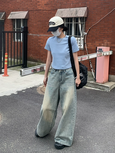 Летняя двусторонная эластичная однотонная короткая футболка, по фигуре