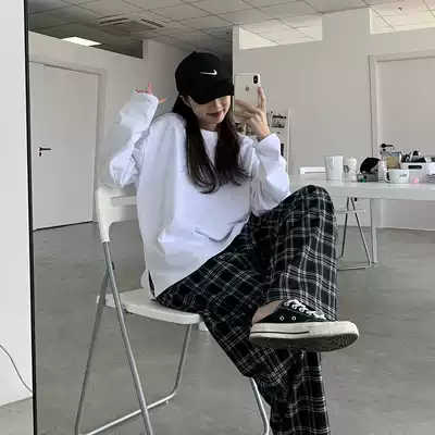 SIXI SIXI home made spring long sleeve T-shirt female round neck loose solid color slim fit thin bottom top