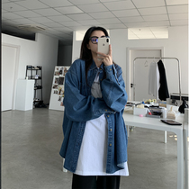 SIXI Sixi home-made spring vintage denim shirt womens Korean version loose and wild design shirt jacket