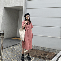 10% off SIXI Sixi home-made dress womens summer 2020 new medium-long short-sleeved loose temperament polo skirt