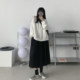 SIXI 四喜家 Spring and Autumn Simple Round Neck Sweater Cardigan Female Korean Version Loose Lazy Casual Long-sleeved Jacket