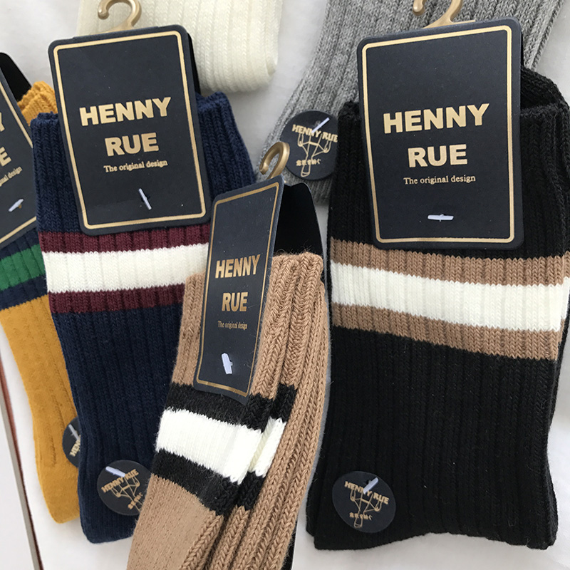 Bốn lớp hỗn hợp hi-home và vớ vớ ống sọc đại học vớ gió nữ vớ cotton thể thao vớ gió tất xỏ ngón