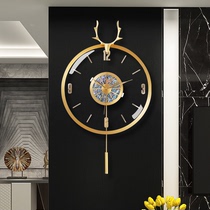 Nordic modern light luxury wall clock deer head creative clock wall decoration hanging watch fashion home living room clock atmosphere