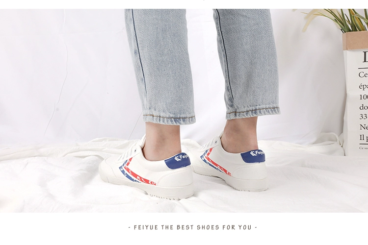 Feiyue bước nhảy của phụ nữ Giày nhỏ màu trắng Giày nữ xu hướng thời trang Giày thể thao giản dị đôi sinh viên Giày nam giày vải - Plimsolls