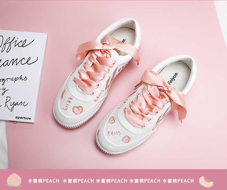 Feiyue nhảy vọt giày vẽ tay trái cây sơn rõ ràng gió bơ thời trang sinh viên giày vải - Plimsolls giày thể thao nữ đế cao