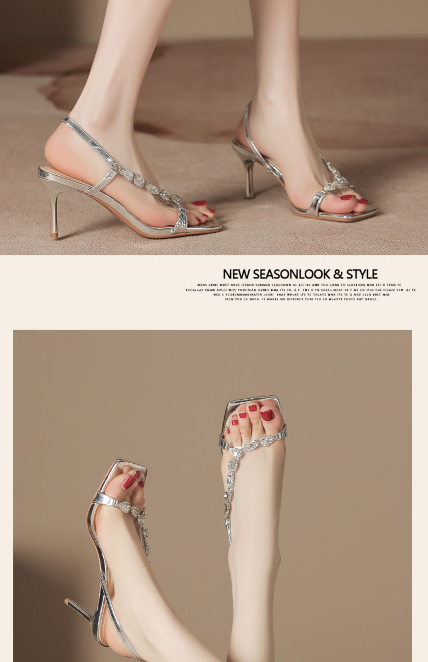 C9223 1380K GIÀY CAO GÓT NỮ RUOREAG SEXY GẮN ĐÁ GÓT NHỌN MÙA HÈ GIÀY DÉP NỮ G04 SẢN PHẨM MỚI