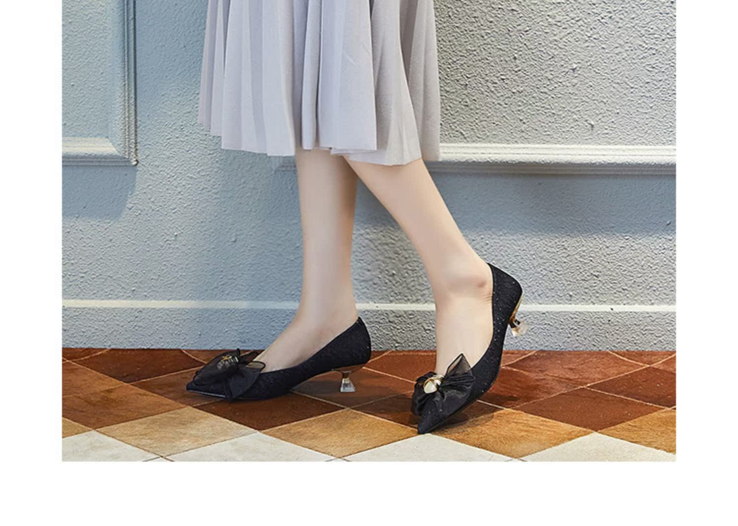 C9631 1380K GIÀY CAO GÓT NỮ RUOREAG THẮT NƠ BƯỚM MŨI NHỌN GÓT NHỌN GIÀY DÉP NỮ G04 SẢN PHẨM MỚI