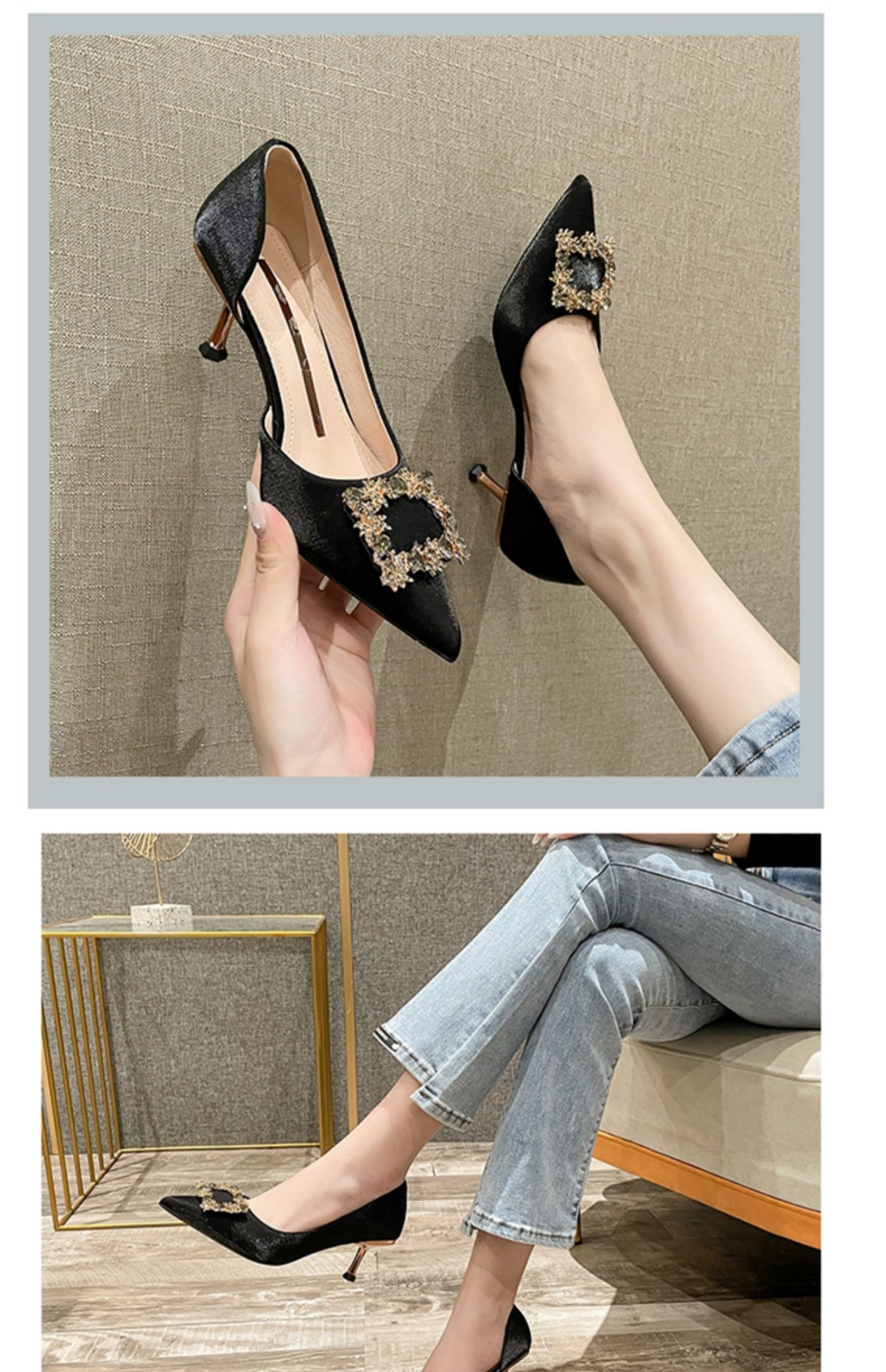 C9287 1420K GIÀY CAO GÓT NỮ RUOREAG MŨI NHỌN GÓT NHỌN MÙA HÈ GIÀY DÉP NỮ G04 SẢN PHẨM MỚI