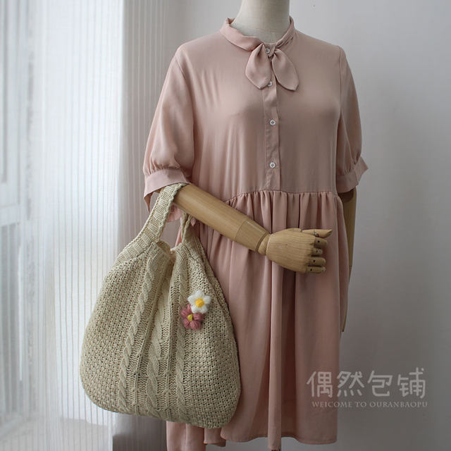 ກະເປົ໋າແມ່ຍິງປ່າໄມ້ສົດຂະຫນາດນ້ອຍຍີ່ປຸ່ນ 2021 ຜ້າຂົນສັດໃຫມ່ knitted retro ວັນນະຄະດີ handbag ງ່າຍດາຍ