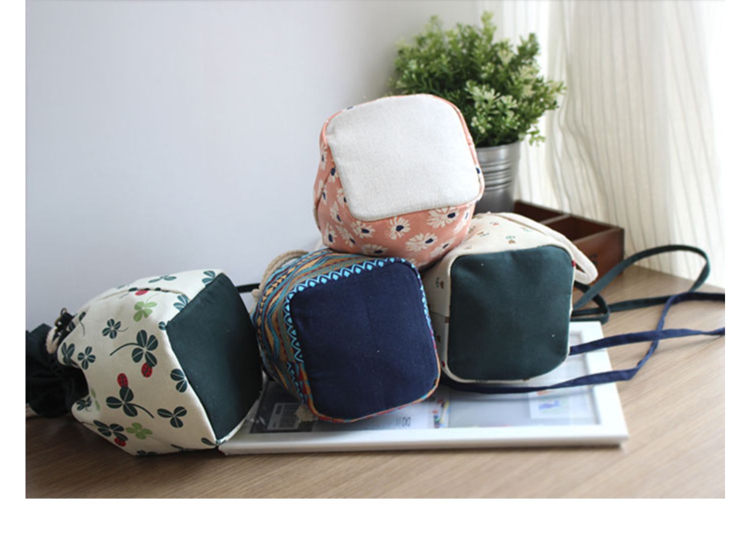 Điện thoại di động túi xách Lady túi xách cổ tay mini vải xô túi vải quốc gia gió chéo túi nhỏ ví cầm tay nữ mini