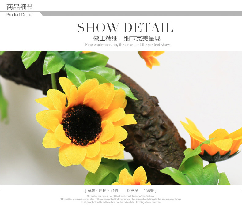 Mô phỏng Hoa hướng dương Hoa hướng dương Vine Hoa giả điều hòa không khí ống ống chặn nhựa Hoa mây trang trí nhà khối - Hoa nhân tạo / Cây / Trái cây cây giả decor