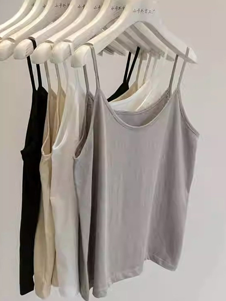Office Sisters hands on one ~ pure color comfort slim fit inside a small harness vest easy to hit undershirt lady-Taobao