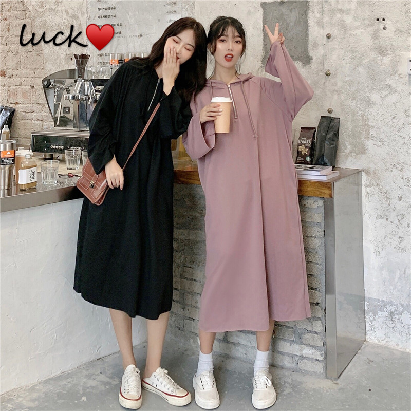waitmore Super Fire ins sweater skirt female spring and autumn thin Korean version of tide bf lazy wind loose long coat