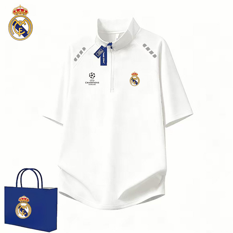 2026 Barcelona Real Madrid Manchester United National Team Sports Zipper Short Sleeve Men's Stand Collar Breathable Quick-Drying Sweat-Absorbing T-Shirt Barcelona 2026 Barcelona Real Madrid Manchester United National Team Sports Zipper Short Sleeve Men's Stand Collar Breathable Quick-Drying Sweat-Absorbing T-Shirt Barcelona