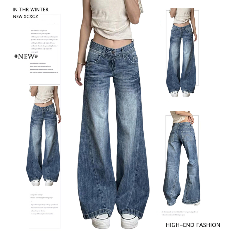 150cm Petite Design-Inspired Flared Jeans for Women, New Summer Style, Non-Tight on the Legs, Low-Waisted, Versatile Straight-Leg Pants