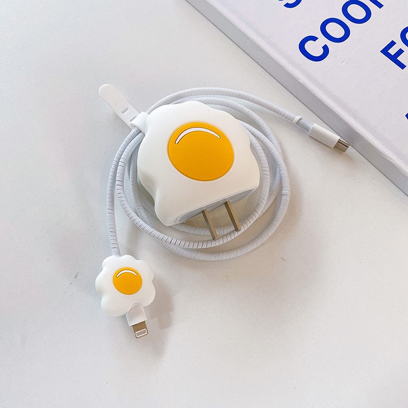 Creative Lotus egg apple 12 data line protective sheath 20w Fast-charging head anti-fall shell 11pro anti-fracture tangle