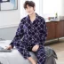 Pyjama 胡 Đồ ngủ trung niên nam mùa thu nhung san hô dày dày vừa vặn dài tay phù hợp với nhung xu hướng thời trang 2021 Bộ Pajama